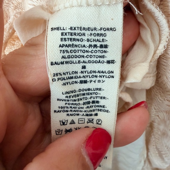 Free People Mountain Laurel Lace Embroidered Dress Boho Cottagecore Ivory Sz 6 - Picture 9 of 10